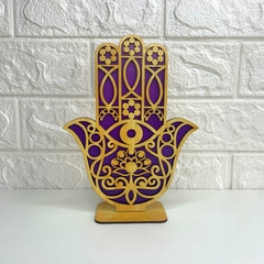Hamsá de Mesa em MDF 20cm - Roxo