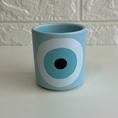 Cachepot Porcelana 8,5cm Olho Grego - Azul Claro - loja online