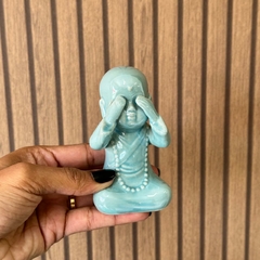 Buda em Cerâmica 10cm Sábio Não Vejo - Azul na internet
