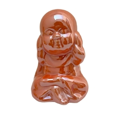 Buda em Cerâmica 10cm Sábio Não Ouço - Laranja - comprar online