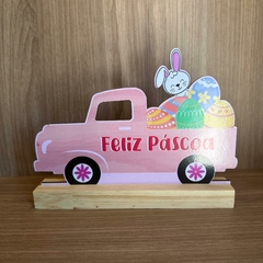 Enfeite de Mesa MDF e Pinus 15cm - Feliz Páscoa Carro na internet