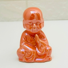 Imagem do Buda em Cerâmica 9cm Prece - Laranja
