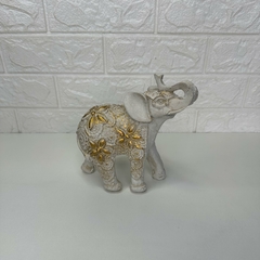 Elefante Médio em Resina 17 cm - Flor Off White na internet