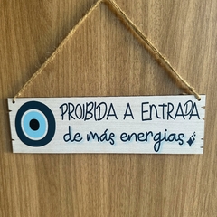 Placa Decorativa Sisal 20cm - Proibida a Entrada de Más energias - MARA ROCHA DECORAÇÃO