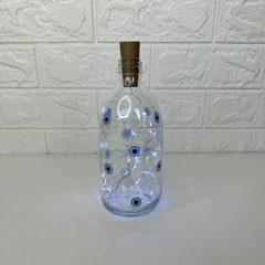 Garrafa de Vidro 500ml com LED - Olhos Gregos - MARA ROCHA DECORAÇÃO