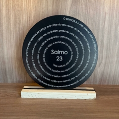 Enfeite de Mesa MDF Redondo 20cm Preto - Salmo 23 - MARA ROCHA DECORAÇÃO