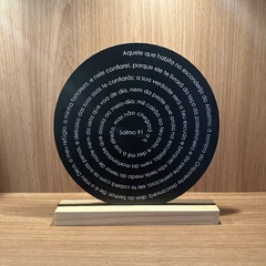 Enfeite de Mesa MDF Redondo 20cm Preto - Salmo 91