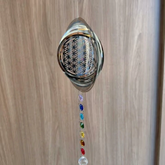 Mandala Aço Inox com Cristais dos 7 Chakras 35cm - Flor da Vida na internet