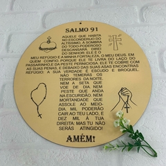 Placa Decorativa Redonda Salmo 91 Amarela 29cm – Proteção e Fé para Seu Lar - comprar online