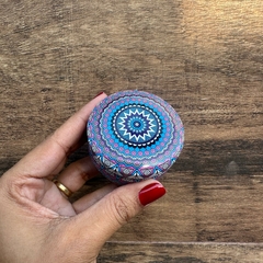 Vela Decorativa na Lata - Mandala Azul