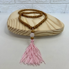 Japamala com Contas em Madeira 45cm - Quartzo Rosa - comprar online