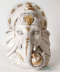 Cabeça Ganesha em Gesso 27cm - Clara e Dourada - comprar online