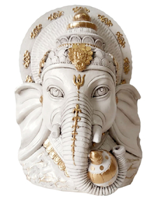 Cabeça Ganesha em Gesso 27cm - Clara e Dourada