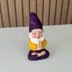 Imagem do Gnomo da Sorte em Gesso 10cm - Roxo e Amarelo