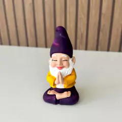 Gnomo da Sorte em Gesso 10cm - Roxo e Amarelo