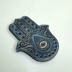 Incensário em Resina 12cm - Hamsá Azul - MARA ROCHA DECORAÇÃO