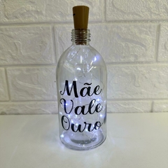 Garrafa de Vidro 500ml com LED - Mãe Vale Ouro na internet