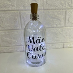 Garrafa de Vidro 500ml com LED - Mãe Vale Ouro - loja online