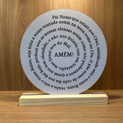 Enfeite de Mesa MDF Redondo 20cm Branco - Oração do Pai Nosso na internet