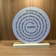 Enfeite de Mesa MDF Redondo 20cm Branco - Oração do Pai Nosso - comprar online