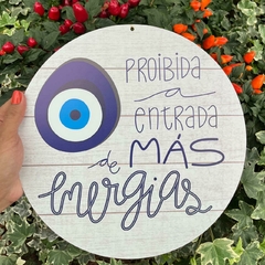 Placa Decorativa Redonda 29 cm - Proibida a Entrada de Más Energias - comprar online