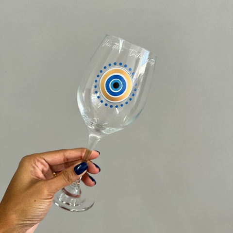 Taça de Vinho - Olho Grego - Vai dar Tudo Certo - comprar online