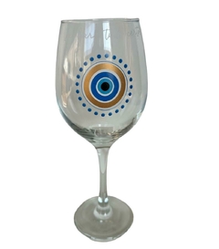 Taça de Vinho - Olho Grego - Vai dar Tudo Certo
