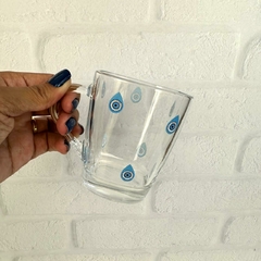 Caneca de Vidro 260ml Quadrada - Olho Grego - loja online