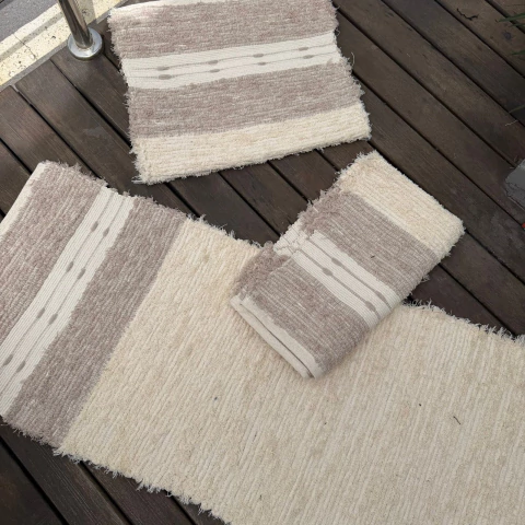 Jogo de Passadeira Relevo - Nude com 3 peças