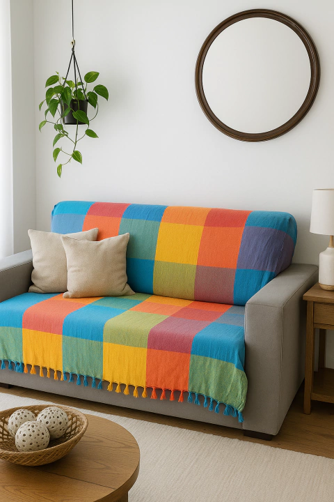 Manta de Sofá/Cama Solteirinho - Xadrez 1,35x2,40m - comprar online