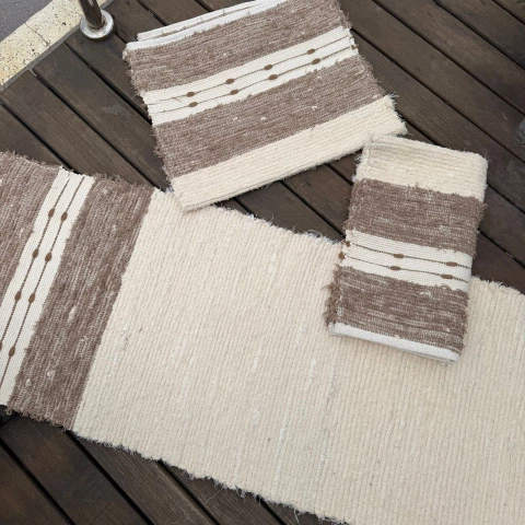 Jogo de Passadeira Relevo - Marrom com 3 peças