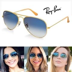 ÓCULOS DE SOL RAY BAN AVIADOR LENTE AZUL DEGRADE