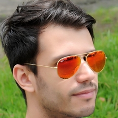 ÓCULOS DE SOL RAY BAN AVIADOR VERMELHO/LARANJA ESPELHADO na internet