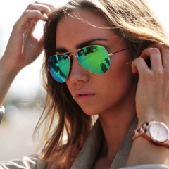 ÓCULOS DE SOL AVIADOR RAY BAN DOURADO VERDE ESPELHADO