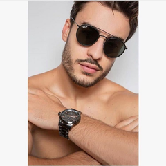ÓCULOS DE SOL RAY BAN ROUND DOUBLE BRIDGE PRETO na internet