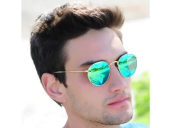 ÓCULOS DE SOL RAY BAN ROUND DOURADO ESPELHADO VERDE - comprar online