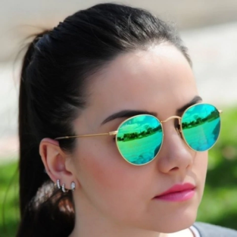 ÓCULOS DE SOL RAY BAN ROUND DOURADO ESPELHADO VERDE