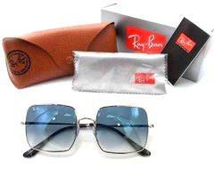 ÓCULOS DE SOL RAY BAN SQUARE AZUL DEGRADE COM PRATA - Mix Óculos