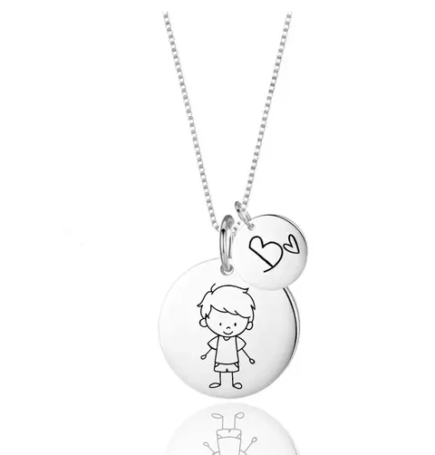 Colar Patuá Medalha Menino/a Personalizado Sob Encomenda (Prazo de fabricação em média 20 dias úteis) Em Prata 925