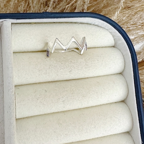 Anel Zig Zag Grosso Em Prata 925