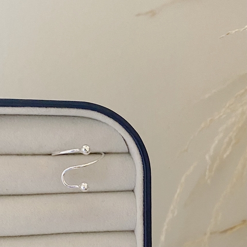 Anel Regulável Bolinhas Em Prata 925