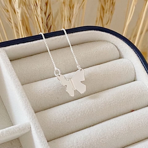 Colar Borboleta Dobradura G Em Prata 925