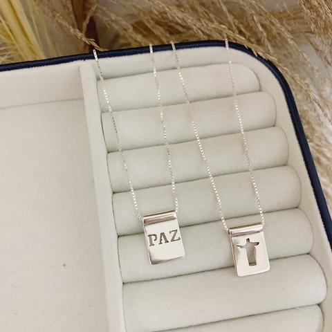 Escapulário Paz e Cristo Passante 70cm Em Prata 925