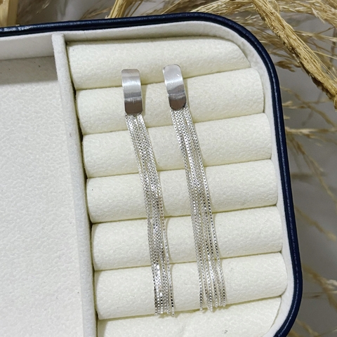 Brinco Chapa Franja Em Prata 925