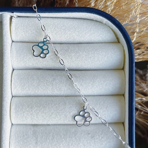 Pulseira Corrente Elos Pingente Patinha Em Prata 925 - comprar online