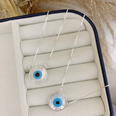 Escapulário Olho Grego 15mm 60cm Em Prata 925