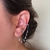 Brinco Ponto de Luz com Piercing Fake Cravejado Em Prata 925 - Brilho Lunar Pratas