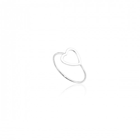Anel Coração Deitado Fino Em Prata 925
