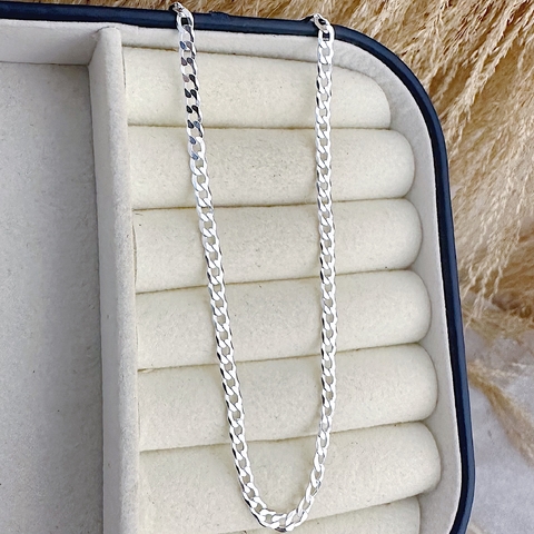 Corrente Groumet 3mm 40cm Em Prata 925