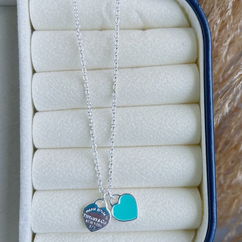 Colar Azul Tifany Corações Em Prata 925 - comprar online